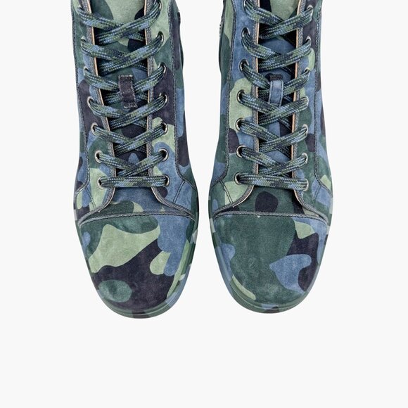 Christian Louboutin Louis Orlato Camo Sneakers Size 40 US 10 High Top Blue Green - Picture 4 of 15